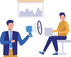 Fototapeta premium The boys are working on laptop.