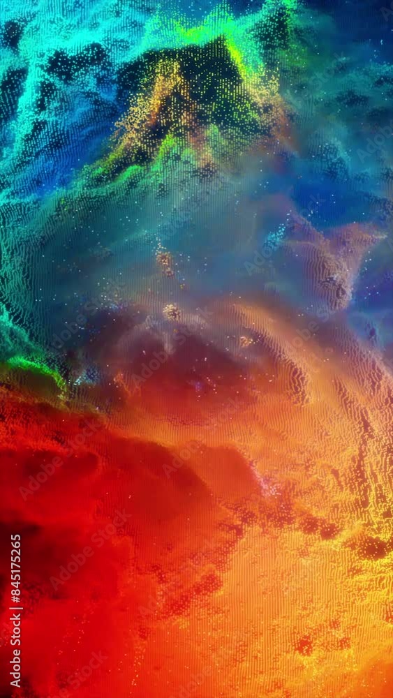 Poster abstract galaxy colorful background. media. beautiful bright particles in outer space. vertical vide
