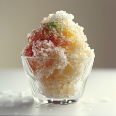 Shaved ice, clean white background. Generative AI.