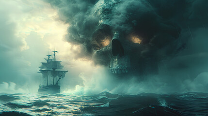 Fototapeta premium pirate ghosts in the scary sea