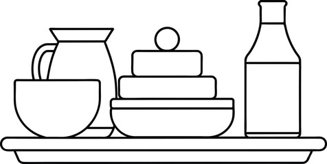 set of tea cups and teapot illustration eps 10