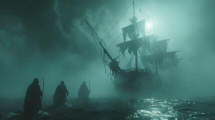 pirate ghosts in the scary sea