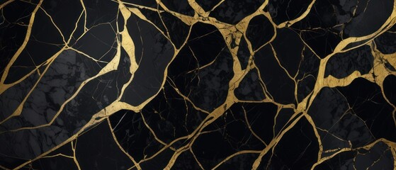 A black and gold marble texture background with swirling patterns
