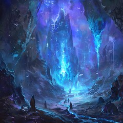 The wizards gathered in the cave. Look at the light rising from the ground