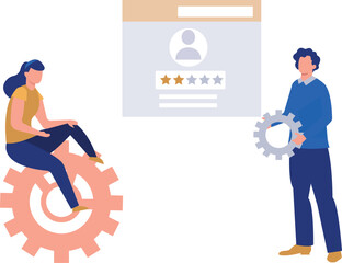 The boy and the girl are working on setting.