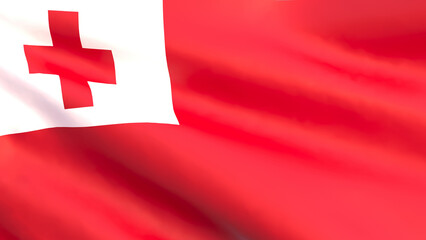 3D render - Tonga flag waving in the wind