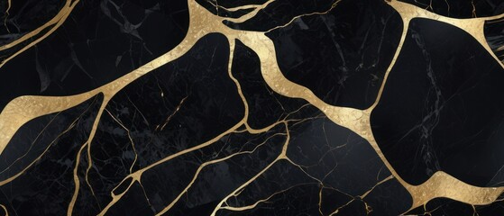 A black and gold marble texture background with swirling patterns