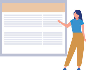 The girl is pointing at the text file.