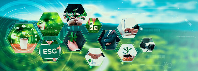 Green business ESG management tool to save world future concept model case idea to deal with bio...