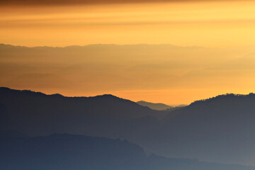 Fototapeta premium The scenery morning mist on top of Viewpoint at Doi Luang Chiang Dao. Chiang Mai Province, Thailand 