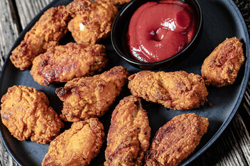 american style fried chicken wings on a plate