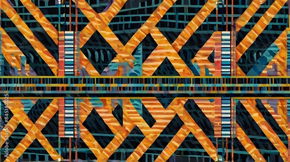 Poster complex geometric stripes seamless pattern generative ai