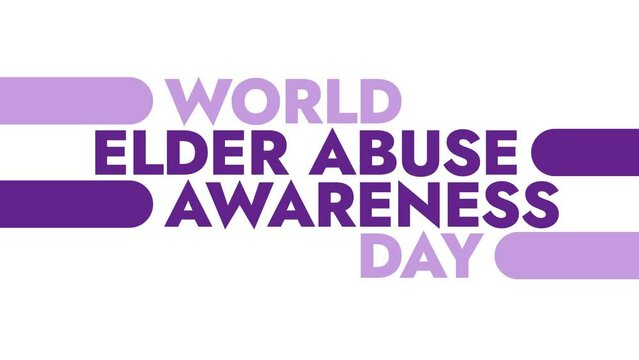 World Elder Abuse Awareness Day colorful motion graphics seamless loopable text animation on white or black background for awareness of world elder abuse awareness day in june