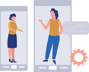 Girls are talking about business online.