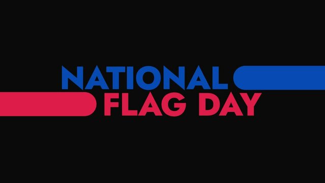 National Flag Day colorful motion graphics seamless loopable text animation on white or black background great for celebrating national american flag day in june