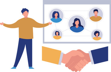 The boy is looking for a business partner.