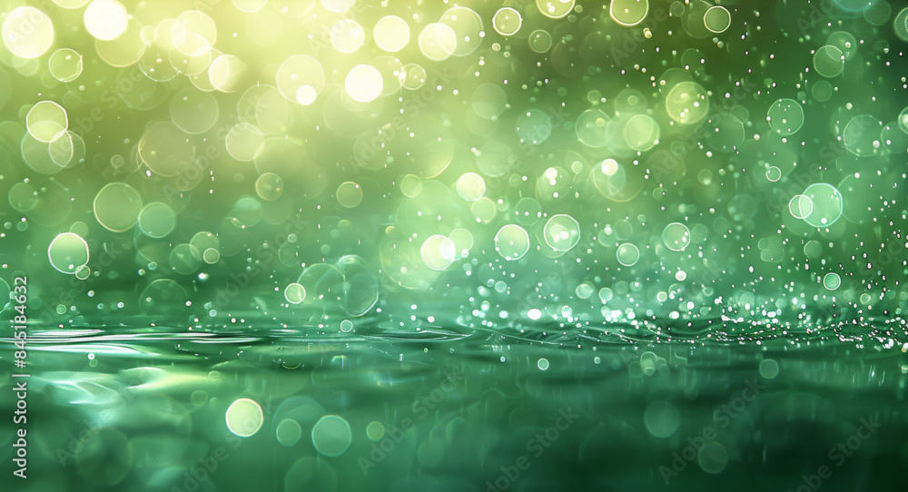 Poster immersed in a divine gradient of shimmering green background. generative ai.