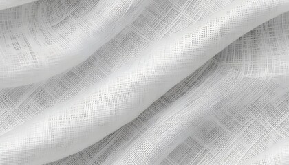 Seamless subtle white linen textile transparent background texture overlay. Abstract cloth fabric grayscale displacement, bump or height map. Simple panoramic banner wallpaper pattern