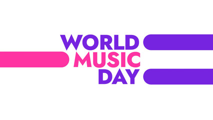 World Music Day colorful text typography on banner illustration great for wishing and celebrating World Music Day in june
