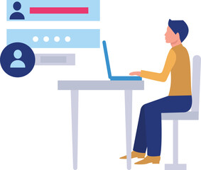 A boy is chatting online.