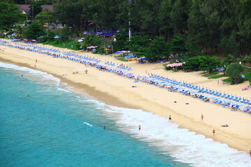 Tourists relaxing at Ya nui Beach the famous beach in Phuket Province, Thailand (