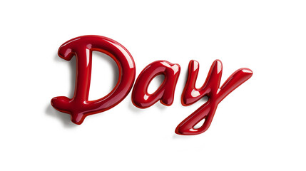 3D letter Day in playful Red on a transparent background
