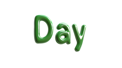 3D letter Day in playful Red on a transparent background