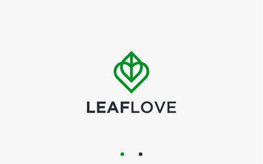 love with leaves logo design vector silhouette illustration