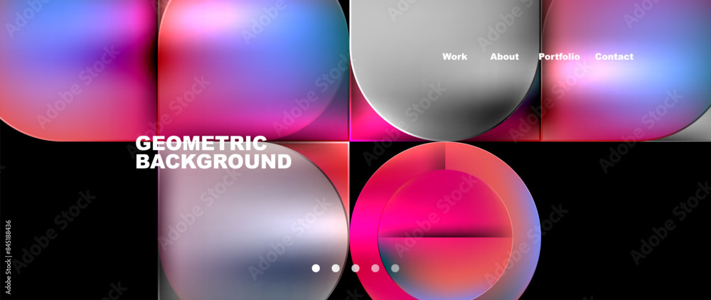 Poster bright colorful squares with round elements minimal geometric background. vector illustration for wa