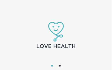 stethoscope with heart logo design vector silhouette illustration