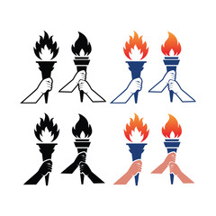 Torch Logo Design icon Vector Illustration template