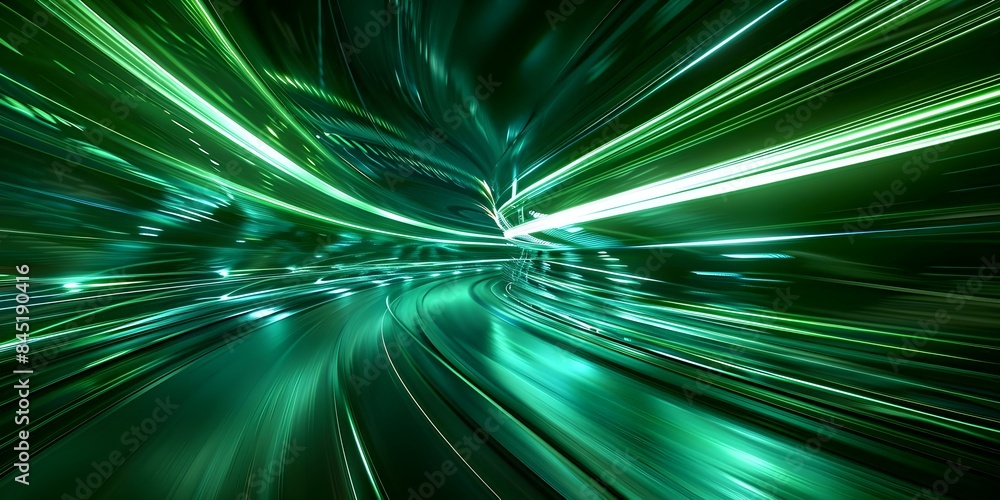 Poster captivating abstract speed light effects in a dynamic green banner pattern. concept abstract art, sp