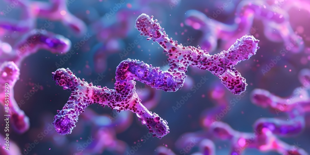 Poster visible cell division stages under microscope show intricate chromosome separation process. concept 