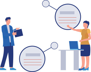 Girl and boy talking about bars of business.