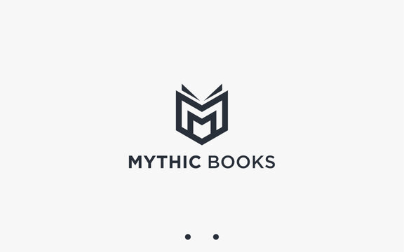 letter m with book logo design vector silhouette illustration