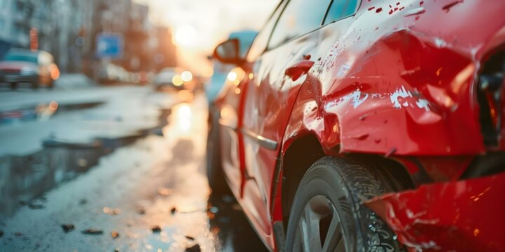 Road Safety Emphasized as Car Accident Results in Vehicle Damage and Insurance Claims. Concept Car Insurance, Vehicle Damage, Road Safety, Accident Prevention, Insurance Claims