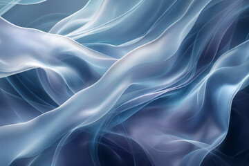 Ethereal Waves: Abstract Digital Artwork in Blue and White