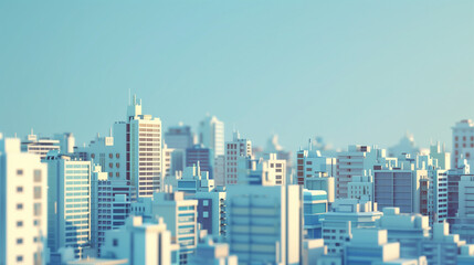 Obraz premium Minimalistic Urban Skyline in Daylight with Clear Blue Sky, Showcasing Modern Architectural Design and City Planning