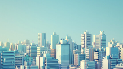 Minimalistic Urban Skyline in Daylight with Clear Blue Sky, Showcasing Modern Architectural Design and City Planning