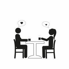 a couple of young people talking in a cafe over a cup of coffee, a flat vector illustration, the concept of communication