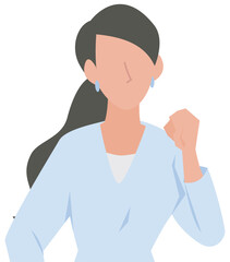 喜んでガッツポーズをする女性のビジネスパーソン