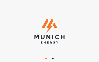 letter m with electric logo design vector silhouette illustration
