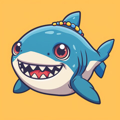 cute_Barracuda_hunting_with_bracelet_cartoon_vec