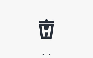 letter h with trash can logo design vector silhouette illustration