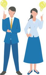 アイデアを提案する男性と女性のビジネスパーソン