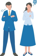 疲れてため息をつく男性と女性のビジネスパーソン