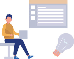 Boy working on laptop.