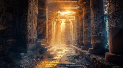 Egyptian solar glow in fantasy style