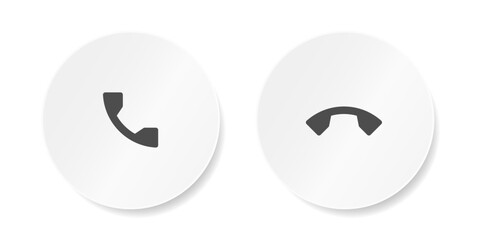 Call accept and reject call icon set for user interface design elements. Call receive and decline symbol. phone call set icon vector.