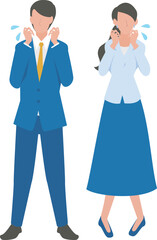 慌てふためく男性と女性のビジネスパーソン